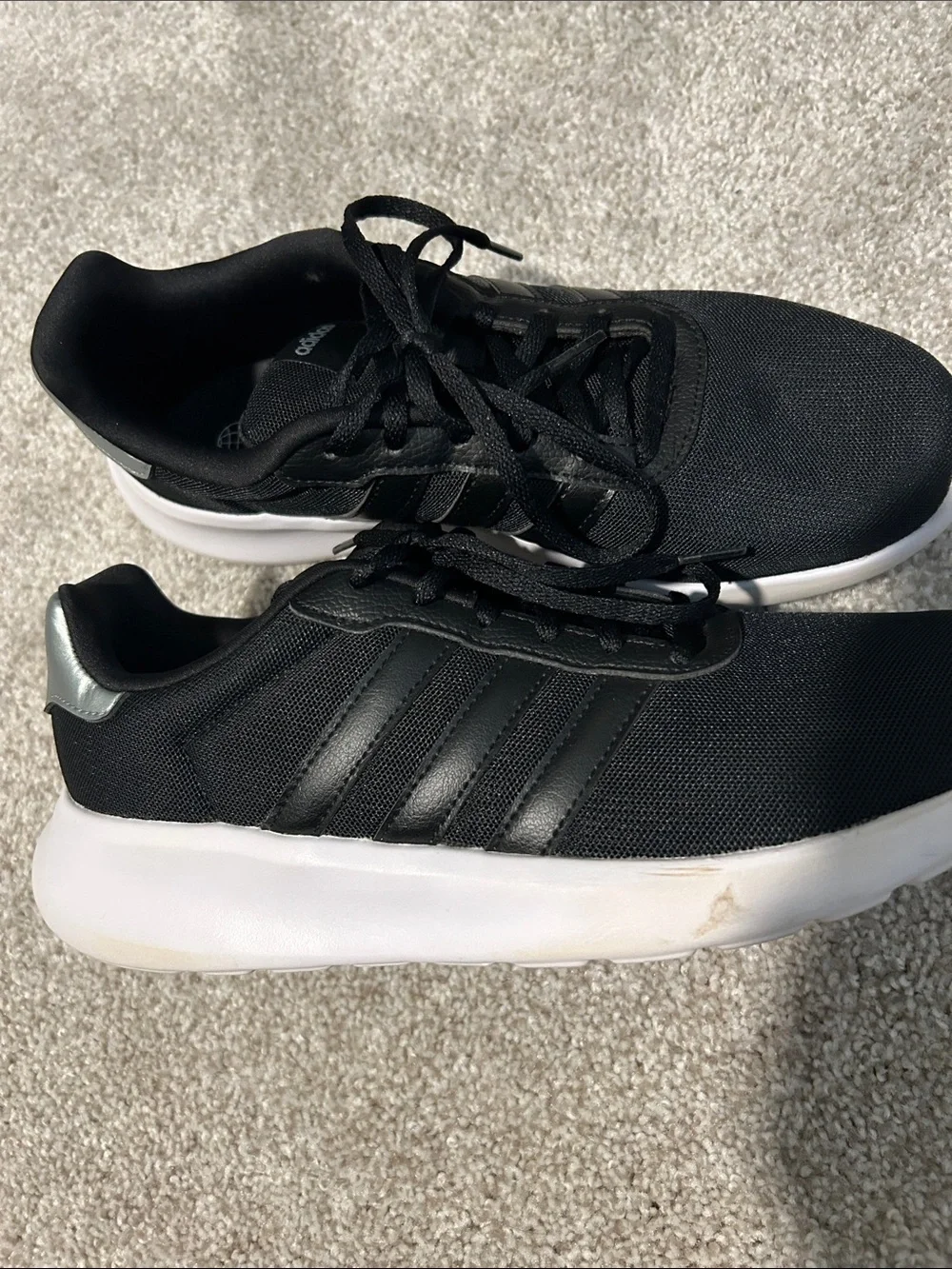 women’s adidas Black Athletic Sneakers with White Sole